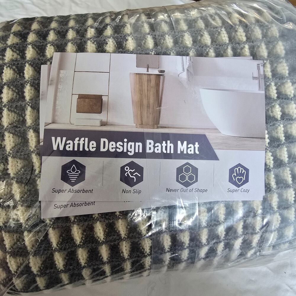 Amoami Waffle Runner Mat Navy Non Slip Super Absorbent 17" x 60" New